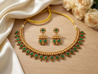 Jewel City Green Antique Gold Matte Temple Jewelry Set | Grocsy