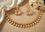 Jewel City White Antique Gold Matte Temple Jewelry Set | Grocsy