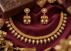 Jewel City White Antique Gold Matte Temple Jewelry Set | Grocsy