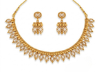 Jewel City White Antique Gold Matte Temple Jewelry Set | Grocsy