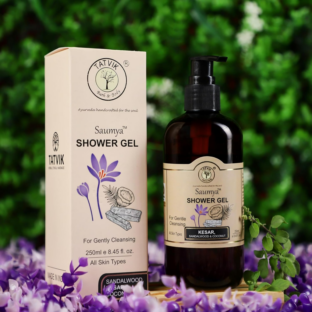 Tatvik Ayurveda Saumya Shower Gel (Sandalwood, Kesar & Coconut) | Grocsy