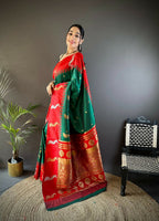 Joban Fashion Red Peacock,Butti Banarasi Silk Sarees | Grocsy