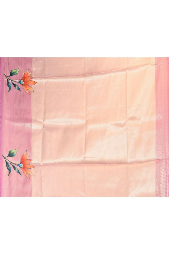 Joban Fashion Lavender & Brown Saree Kataan Applick Witch Mirror | Grocsy