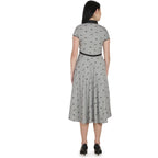 Kanoor Women's Grey Frock Style Collar Neck Kurti | Grocsy