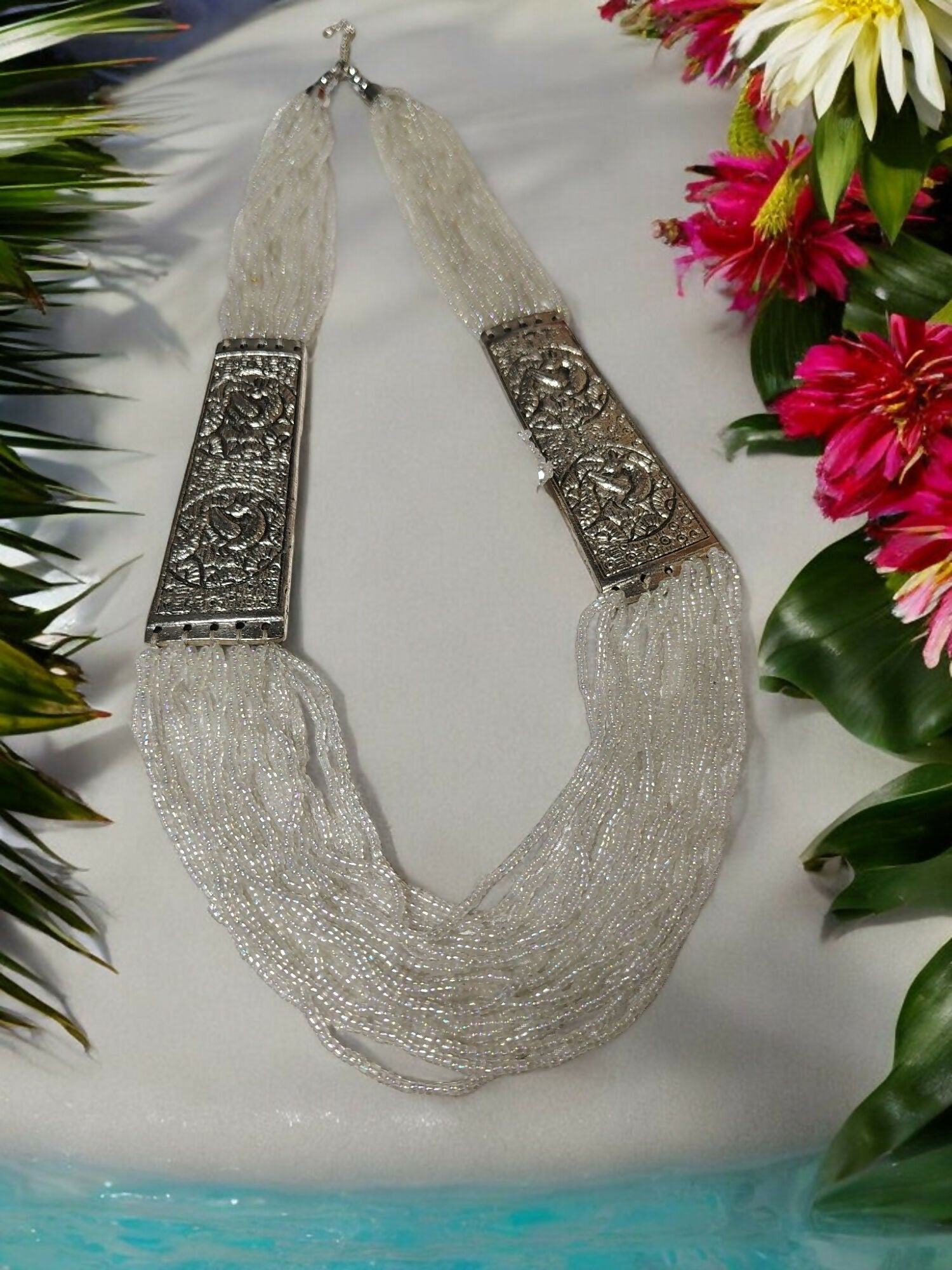 Inhanns Saree Shobha Statement Necklace - White Necklace | Grocsy