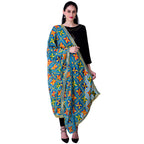 SWI Stylish Women's Embroidered Phulkari Chiffon Turquoise Dupatta | Grocsy