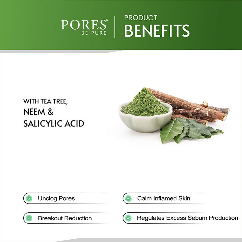 Pores Be Pure Anti Acne Face Pack With Salicylic Acid, Neem & Tea Tree | Grocsy