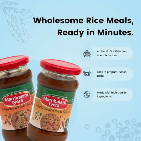 Mambalam Iyers Puliyodharai & Vathal Kuzhambu Ready Rice Mix Combo | Grocsy
