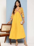 Ahalyaa Women's Traditional wear Ethnic Dress - Mustard | Grocsy