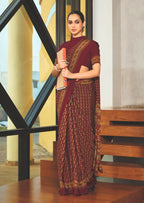 Joban Fashion Red Crepe Silk with Traditional Print Saree | Grocsy