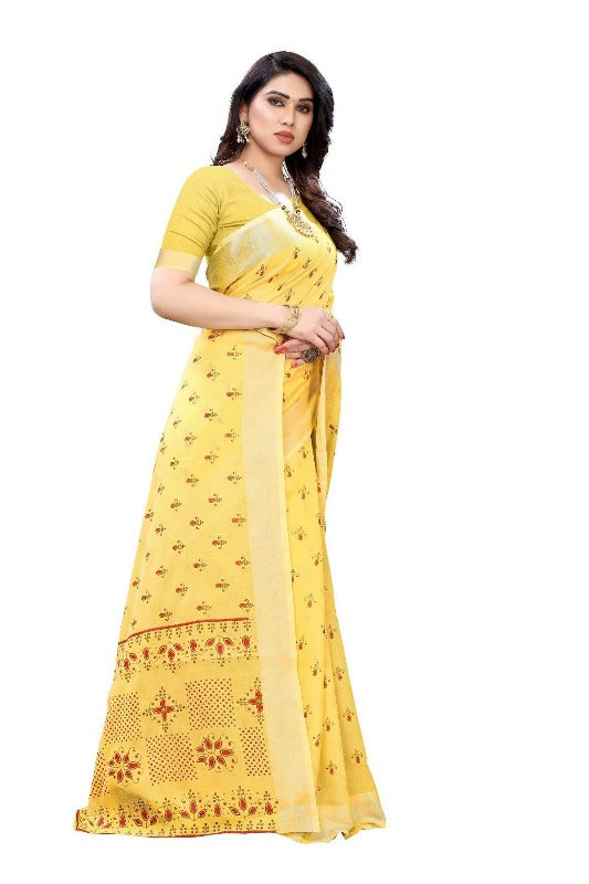 Vamika Yellow Chanderi Designer Saree (DIYA YELLOW) | Grocsy
