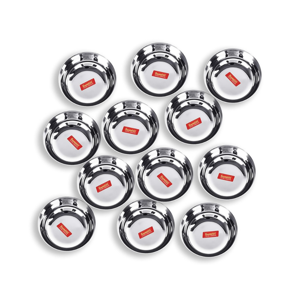 Sumeet Stainless Steel Heavy Gauge Solid Bowl Wati Set with Mirror Finish | Grocsy