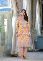 Floral Printed & Embroidered Kurta With Pant & Dupatta Luxury, Multicolor - Hiral Fashion | Grocsy