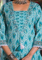Lace Embroidered & Printed Kurta With Pant & Dupatta, Multicolor - Hiral Fashion | Grocsy