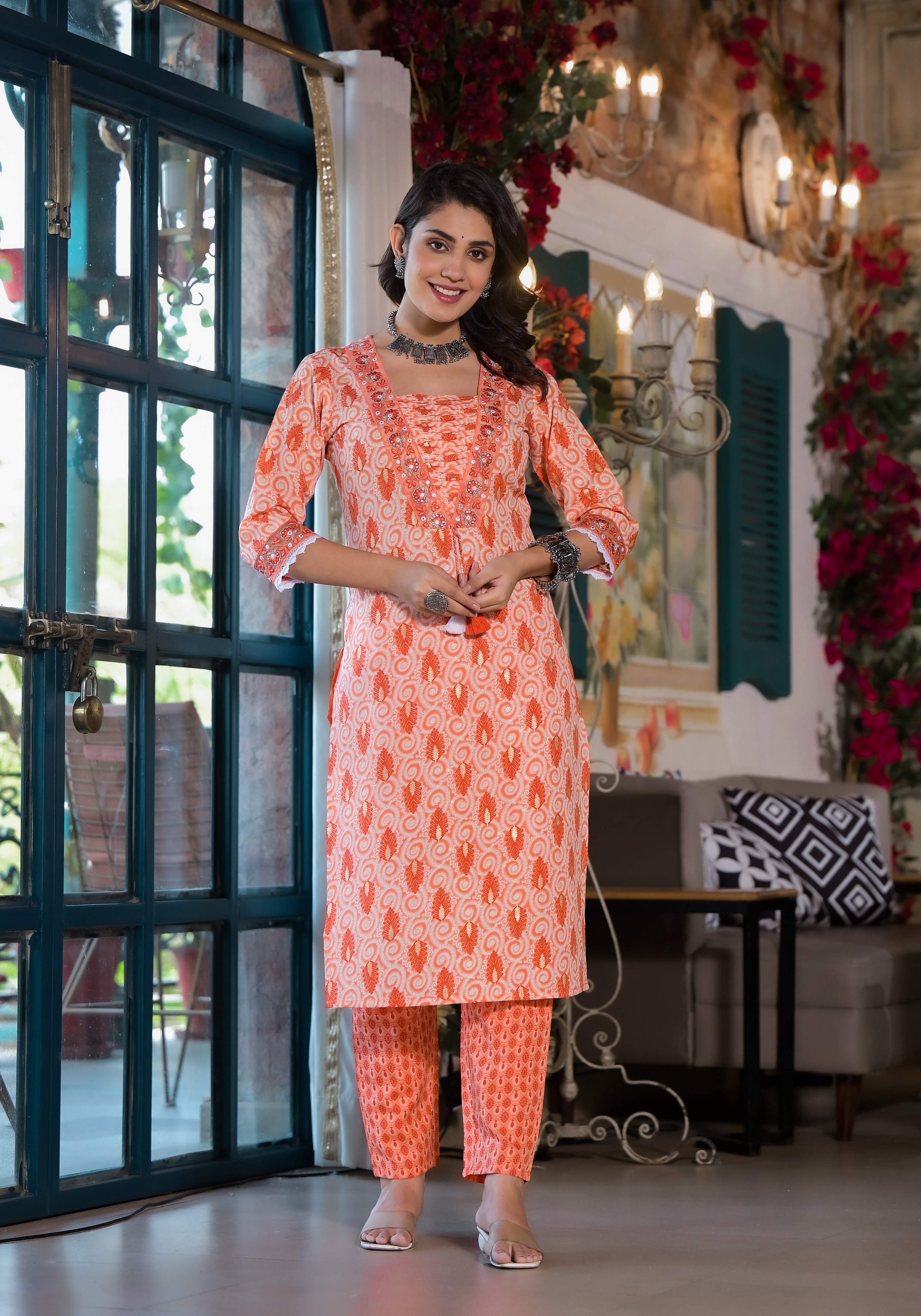 Lace Embroidered & Printed Kurta With Pant & Dupatta, Multicolor - Hiral Fashion | Grocsy