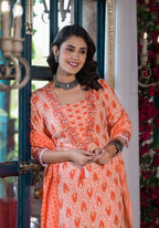 Lace Embroidered & Printed Kurta With Pant & Dupatta, Multicolor - Hiral Fashion | Grocsy