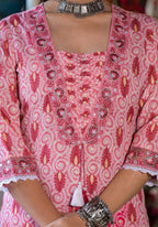 Lace Embroidered & Printed Kurta With Pant & Dupatta, Multicolor - Hiral Fashion | Grocsy
