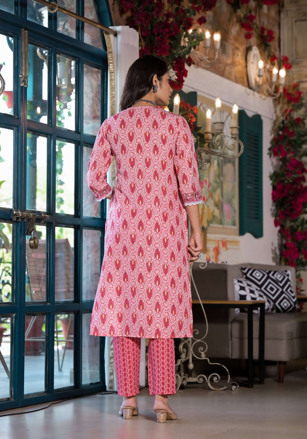 Lace Embroidered & Printed Kurta With Pant & Dupatta, Multicolor - Hiral Fashion | Grocsy