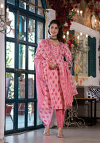 Lace Embroidered & Printed Kurta With Pant & Dupatta, Multicolor - Hiral Fashion | Grocsy