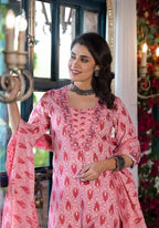 Lace Embroidered & Printed Kurta With Pant & Dupatta, Multicolor - Hiral Fashion | Grocsy