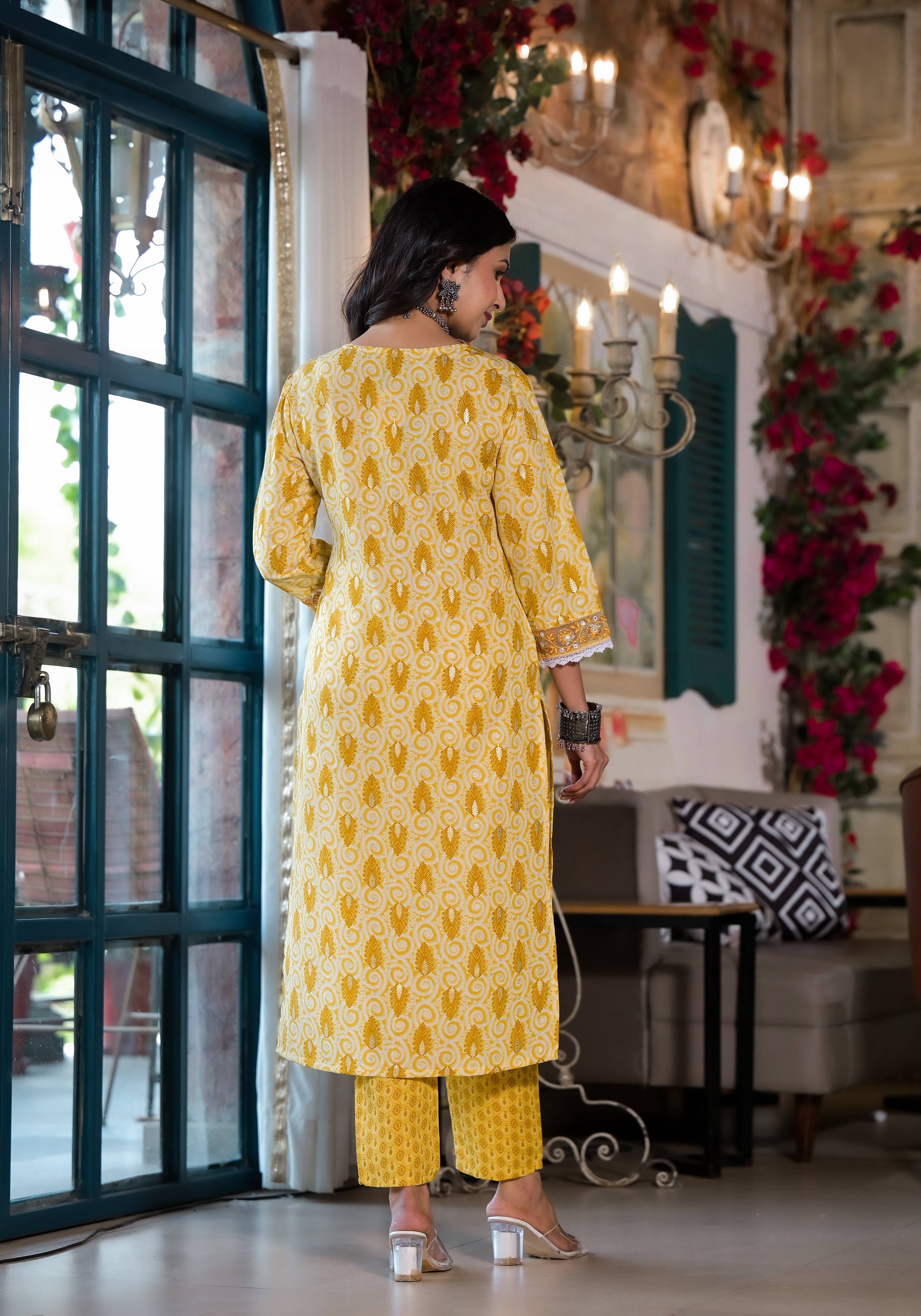Lace Embroidered & Printed Kurta With Pant & Dupatta, Multicolor - Hiral Fashion | Grocsy