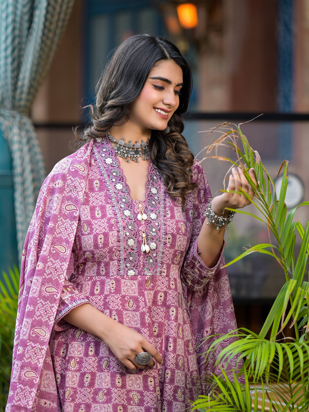 Embroidered & Printed Flared Kurta With Pant & Dupatta, Pink - Hiral Fashion | Grocsy