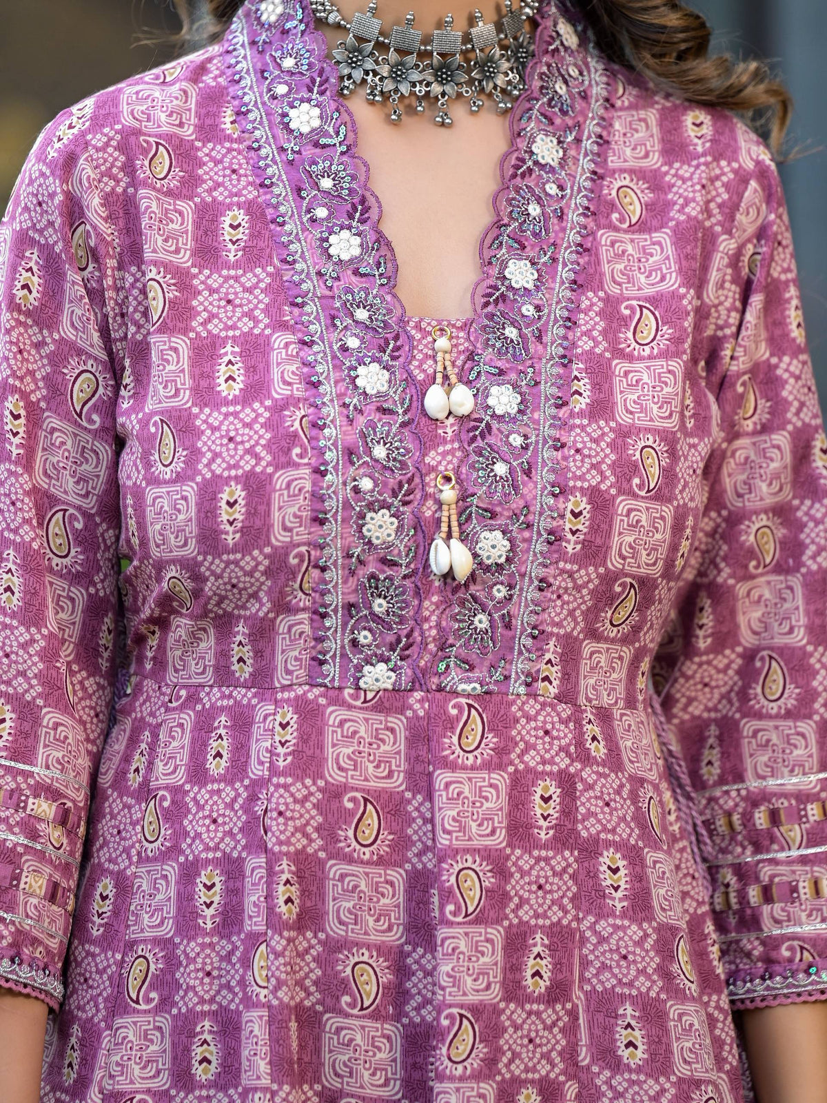 Embroidered & Printed Flared Kurta With Pant & Dupatta, Pink - Hiral Fashion | Grocsy