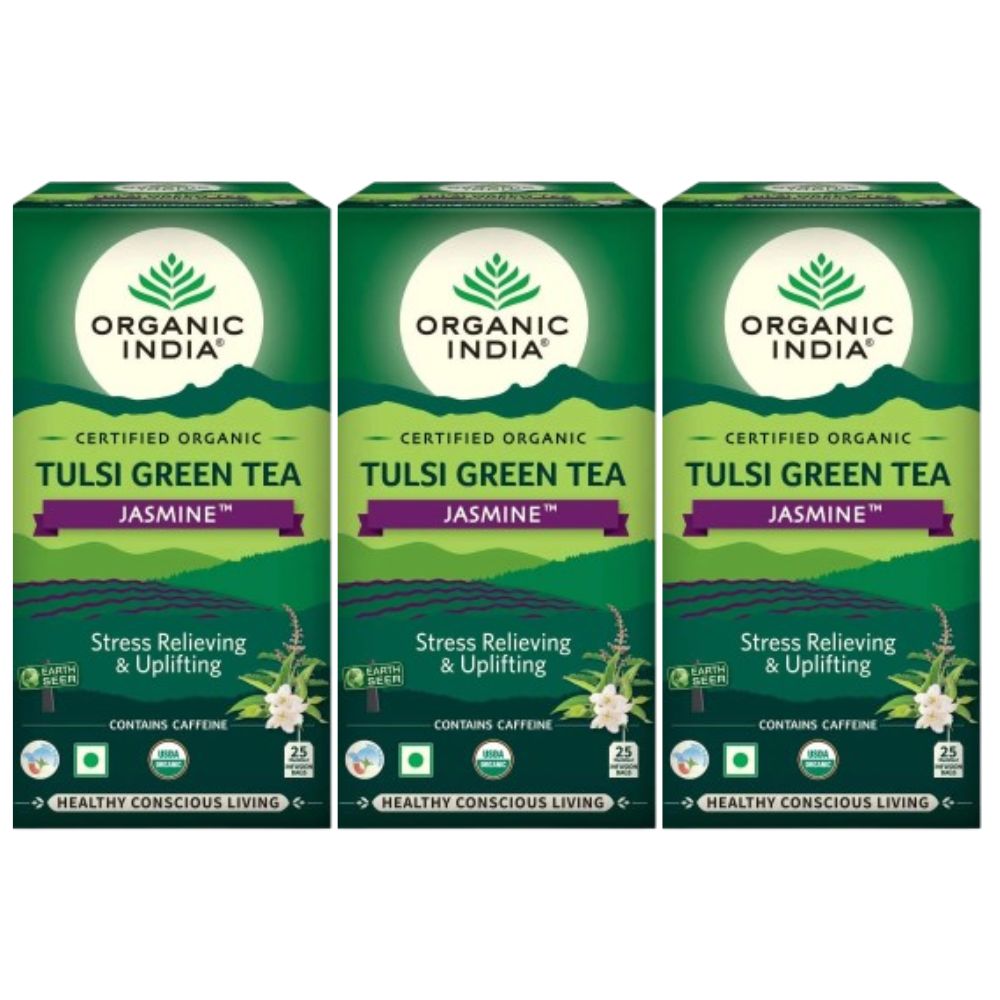 Organic India Tulsi Green Tea Jasmine 25 Tea Bags | Grocsy