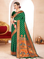 Shree Shyam Fashion Paithani Silk Green Saree | Grocsy