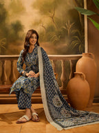Joban Fashion Printed Navy Blue Pure Cotton Kurta Set | Grocsy
