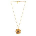 Nuyug 18k Gold-Plated Crystal Studded Minimal Chain Pendant Necklace | Grocsy