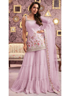 Vastranavya Malaika Arora Cream Georgette Embroidered Sequins Palazzo Suit | Grocsy
