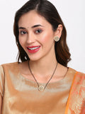 Gold-Polished Black Kundan Beaded Mangalsutra With Studs - Ruby Raang | Grocsy