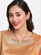 Gold-Polished Black Kundan Beaded Mangalsutra With Studs - Ruby Raang | Grocsy