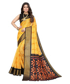Vamika Cotton Yellow Jari Border Bollywood Style Saree (DINO YELLOW) | Grocsy