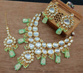 Joban Fashion C.Green kundan work Necklace Set | Grocsy