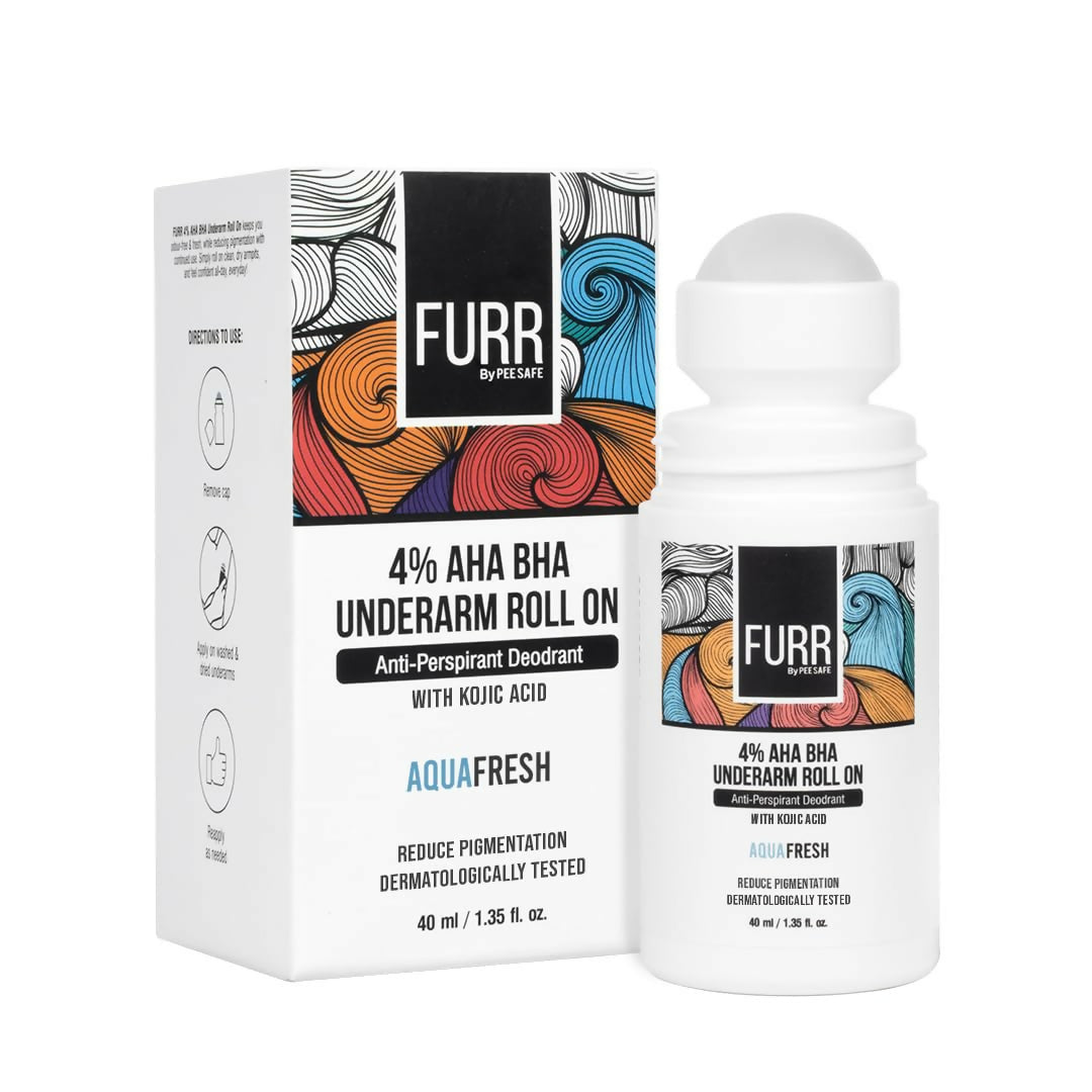 FURR 4% AHA BHA Underarm Roll On with Kojic Acid Helps Reduce Pigmentation, Prevents Body Odour & Brightens Skin | Grocsy