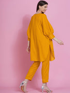 Women Republic Yellow Rayon Boxed Kurta With Pants | Grocsy