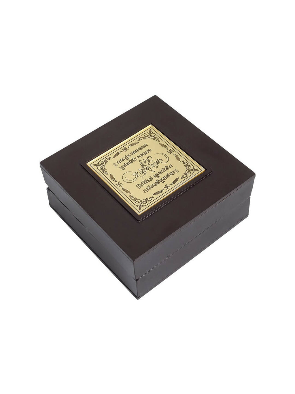 Golden Peacock Brown Wooden Ganesha Prayer Box | Grocsy