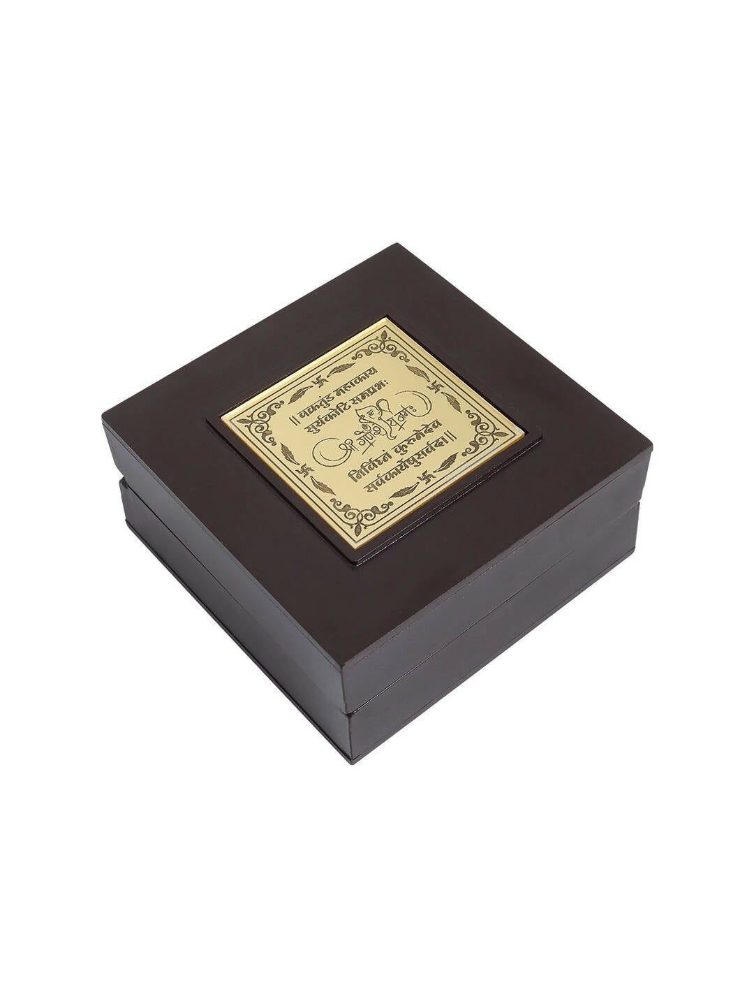 Golden Peacock Brown Wooden Ganesha Prayer Box | Grocsy