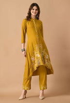 Joban Fashion Mustard Cotton Rayon Kurta Set | Grocsy