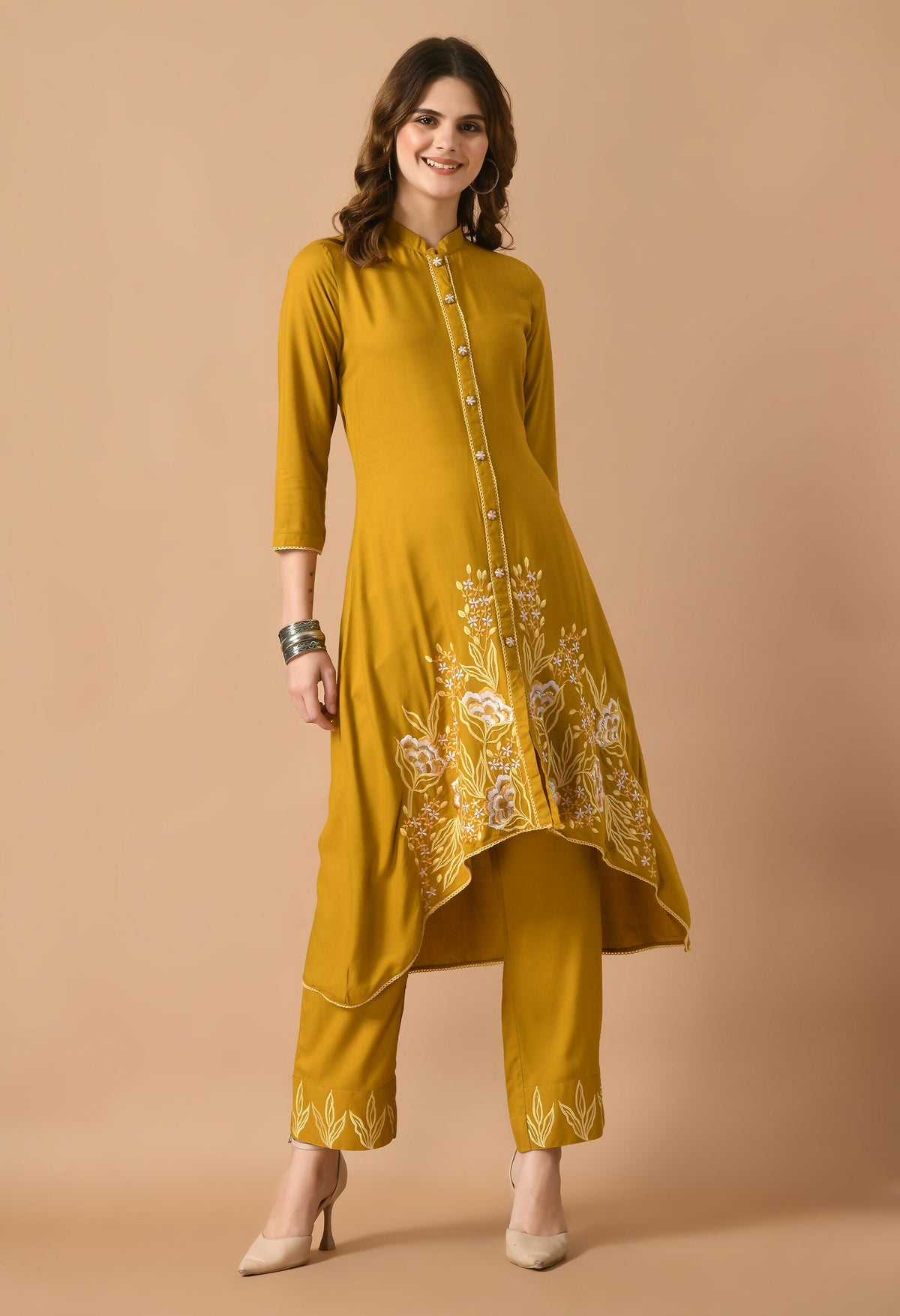 Joban Fashion Mustard Cotton Rayon Kurta Set | Grocsy