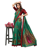 Vamika green Printed Art Silk Saree | Grocsy