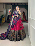 Vastranavya Stunning Look Tussar Silk Printed With Foil Work Indian Lehenga Choli - Pink | Grocsy