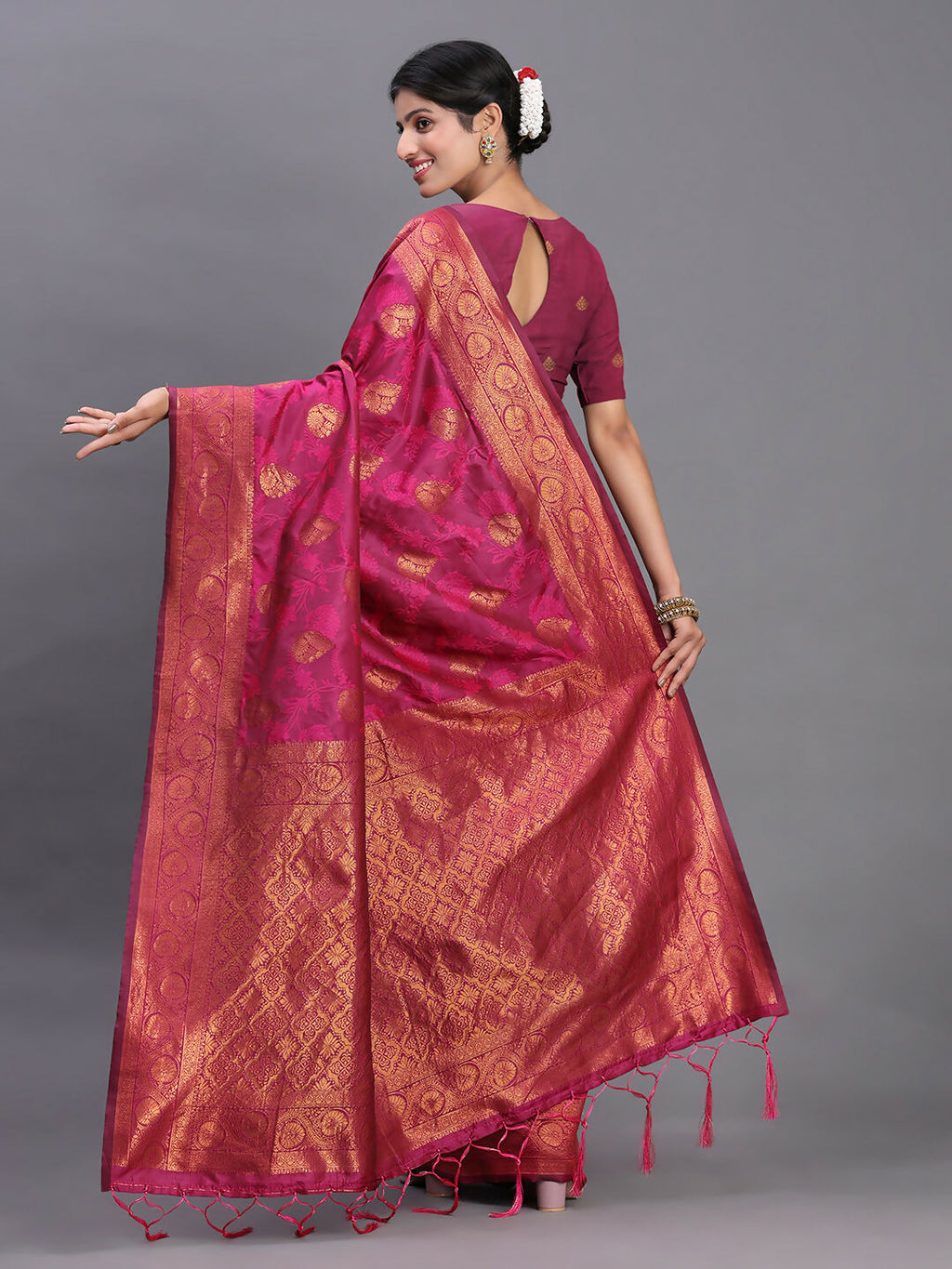 Shree Shyam Fashion Silk Pink Saree | Grocsy
