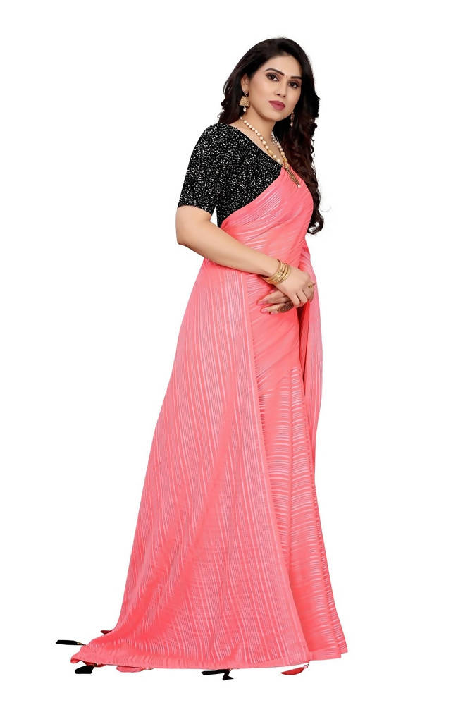 Vamika Pink Georgette Seqence Saree (Riva Pink) | Grocsy