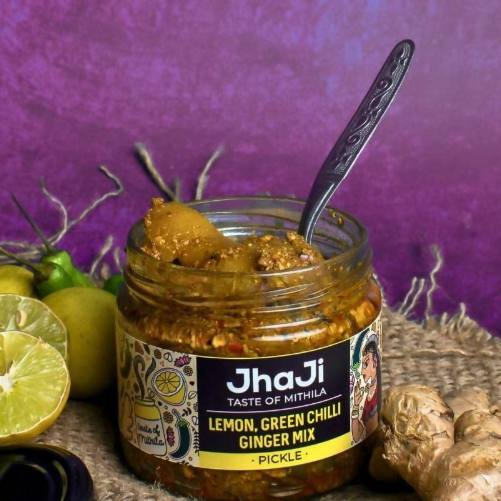 Jhaji Store Lemon, Ginger & Green Chilli Pickle | Grocsy