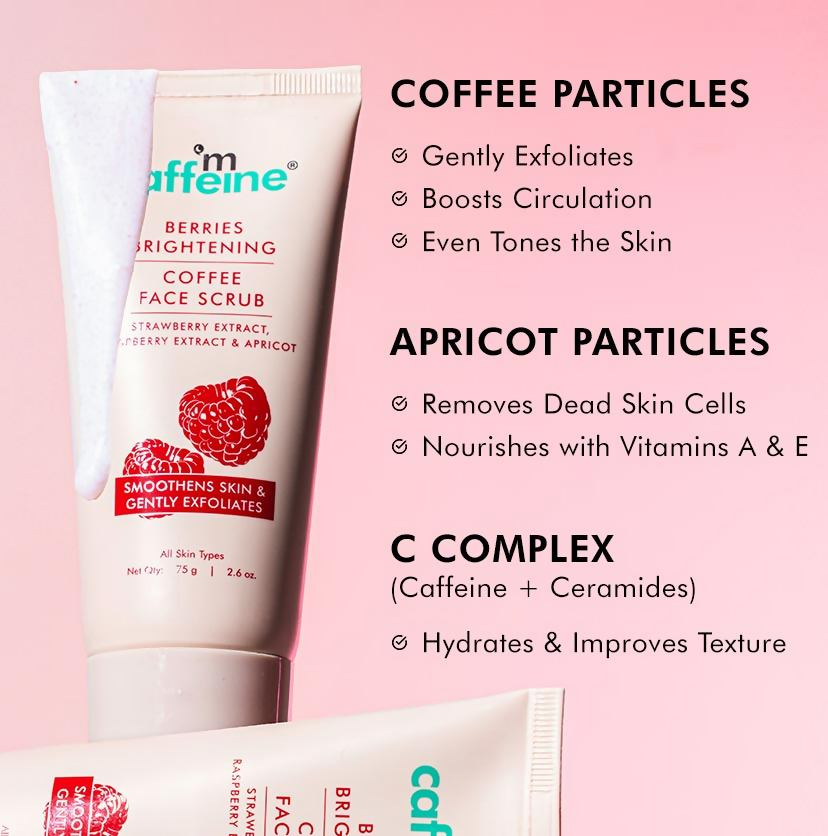 mCaffeine Berries Brightening Coffee Face Scrub | Grocsy