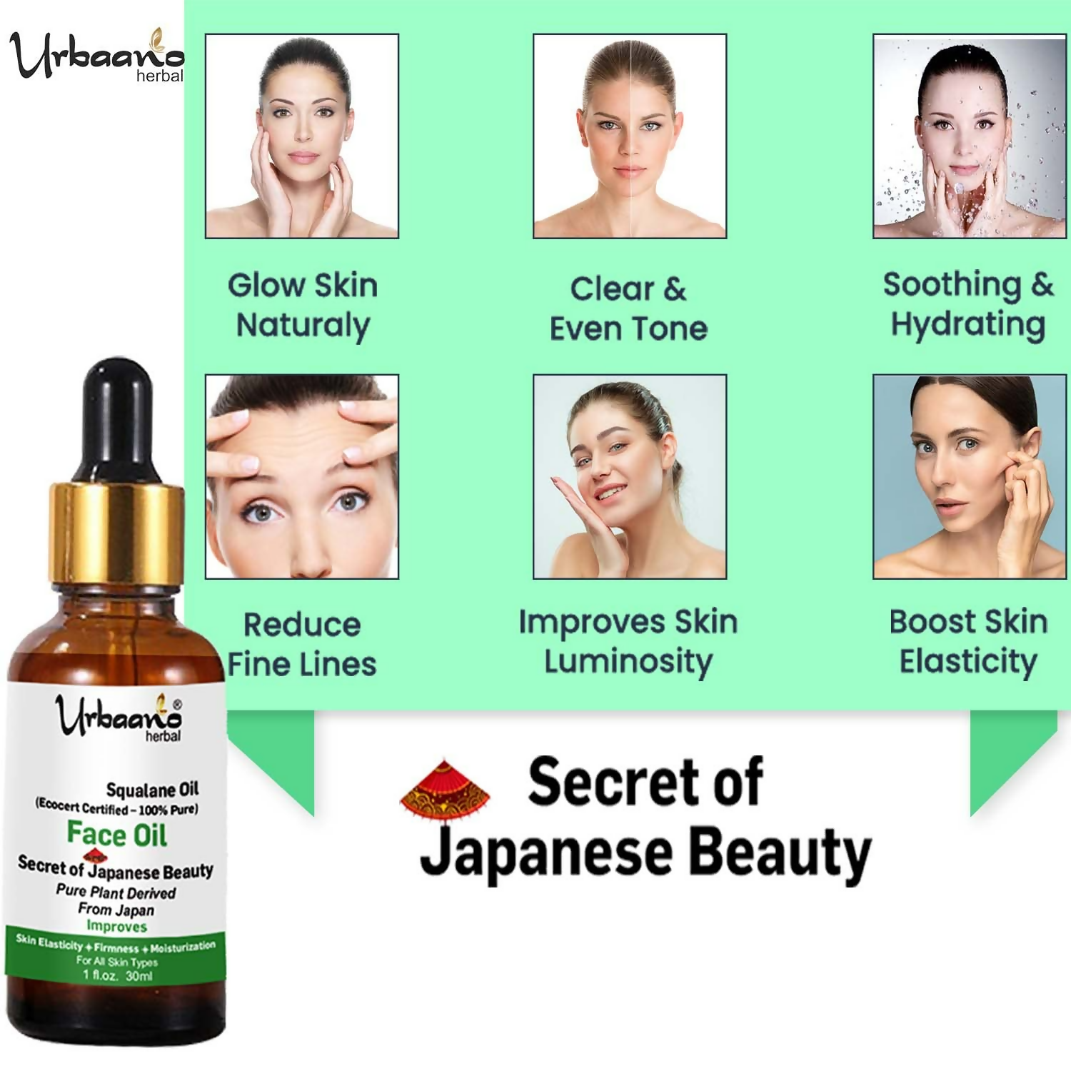 Urbaano Herbal Olive Squalane - 100% Pure Natural Plant-Derived Japanese Oil | Grocsy