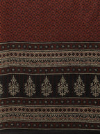 Yufta Women Black & Rust Brown Ethnic Motifs Printed Kantha Work Pure Cotton Kurta Set | Grocsy